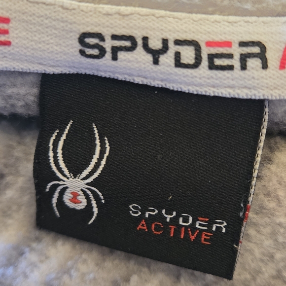 Spyder Active Women's L Mottled Gray Hooded Top Long Sleeve Full Zip Logo_FLAW - Picture 10 of 16